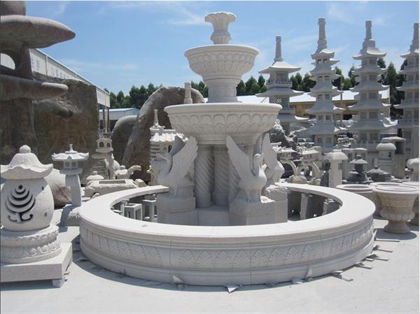 White Marble Sculptured Pool Fountains